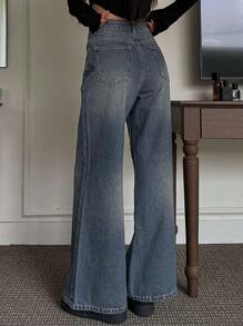 DAZY Women's Loose Flared Leg Jeans, Casual Denim Pants