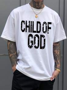 Manfinity Homme Manfinity Men's Crew Neck Short Sleeve Letter Print Simple Casual T-Shirt - White - View 1