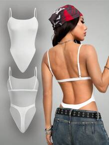 SHEIN EZwear 女士春夏 Y2K 约会之夜弹力网眼沙滩装白色连体衣