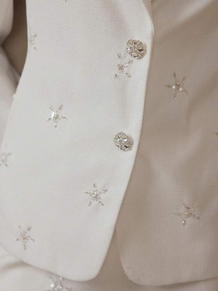 BEADED BUTTON UP BLAZER