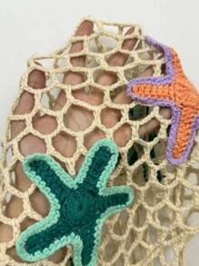 Swim Mod Trang phục mùa hè cho phụ nữ mùa xuân mới gợi cảm lưới cá móc 3D sao biển che phủ khăn choàng bãi biển cho phụ nữ - Màu be - Xem 8