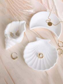 White Shell Conch-Shaped Plate, Small And Exquisite, Can Be Used As Photography Props, Jewelry Storage Or Decorations, Suitable For Birthday Decorations, Performance Accessories, Mother's Day - White - View 1