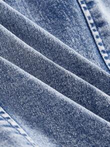 SHEIN MOD Women's Square Neck Asymmetric Hem Casual Sleeveless Denim Blouse - Medium Wash - View 3