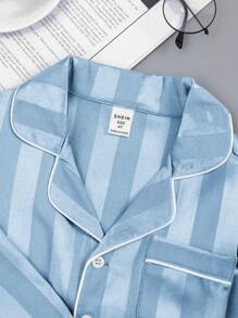 Toddler Boys Jacquard Striped Long Sleeve Top And Pants Pajama Set, Autumn Pjs Set Easter Gift  Spring Summer Clothes Eid Mubarak