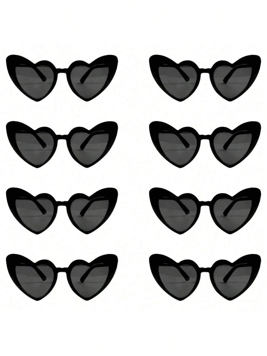 SHEIN 8 pezzi occhiali di moda vintage a forma di cuore per donne, occhiali a forma di occhio di gatto a forma di cuore, adatti per addii al nubilato, matrimoni, festa della sposa o accessori di moda (con qualche graffio, si prega di non ordinare)