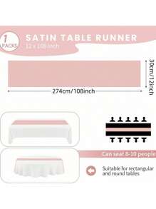 SHEIN 1Pc 274Cm*30Cm Long Satin Polyester Table Runner, Suitable For Weddings, Parties, Graduations, Birthday Celebrations, Rectangular And Round Tables, Saudi National Day, New Year Party Decorations, Seven Colors Available - Multicolor - View 8