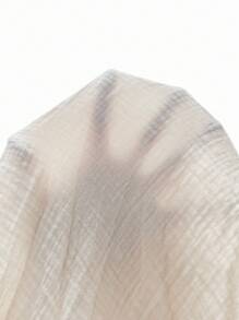 SHEIN LUNE 女式 V 领落肩袖 A 字形洋装，带荷叶边下摆，双层棉纱休闲度假 T 恤 - 杏色 - 查看 8