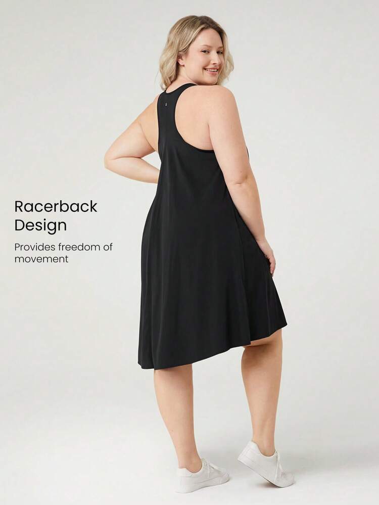 Vestido casual diario con copas removibles VitalSwift de talla grande, con bolsillos laterales, de secado rápido y que absorbe la humedad, con espalda de tirantes