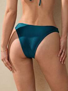 SHEIN Swim Bộ đồ bơi 3 món cho nữ, thiết kế đáy đơn giản màu xanh dương nhạt, nhiều lựa chọn phù hợp - Màu xanh ngọc - Xem 11