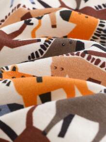 Cozy Pixies 2 件装男婴贴身动物印花针织柔软圆领长袖套头衫和松紧腰裤套装 - 藍色 - 查看 4