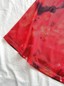 Soleia 全新夏季度假针织网眼印花斜肩扭纹露背上衣和低腰半身裙两件套，春假、圣帕特里克节、复活节女装，演唱会服装，优雅、度假、商务休闲女装，西部风、可爱、波西米亚风、乡村风、端庄、街头风、热带风、辣妹风、碎花、露背 - 彩色 - 查看 4