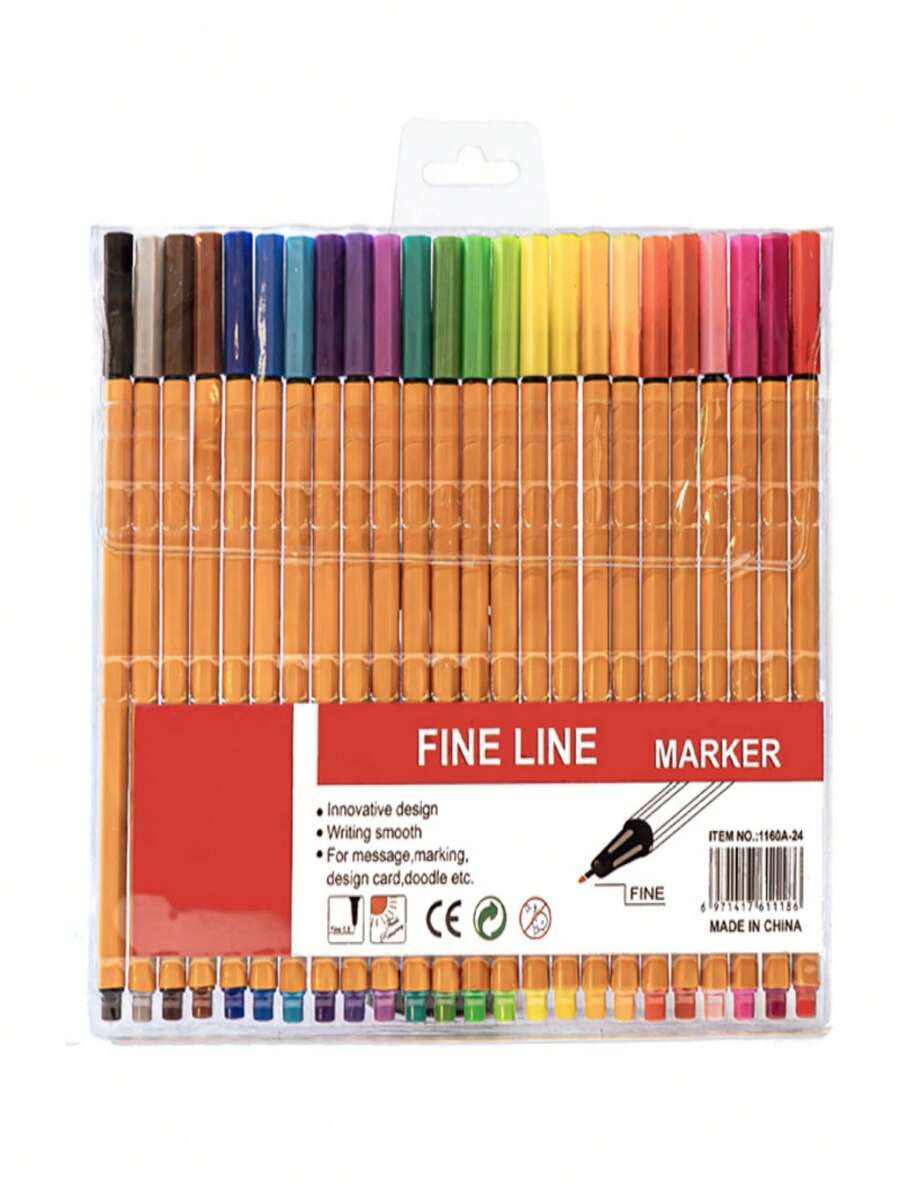 24 Color Fineliner Pens Marker Pens Assorted Colors Back To School - Multicolor - View 1