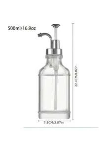 1pc Square Glass Syrup Dispenser With Label For Bar And Home Use, Transparent Bottle For Milk, Tea, Syrup Storage, 500ml/16.9oz, Kitchen Tool, Barware - Multicolor - View 4