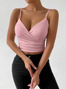 VaVaBold Sleeveless Criss-Cross Crop Top, Sexy & Tight-Fitting, Summer - Pink - View 6