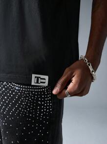 NEON BLANC Men Street Fashion Knitted Black Round Neck Sleeveless Tank Top With Print - Black - View 4