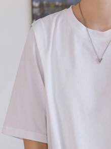 Dazy-Less 纯色圆领T恤，复古风，夏季商务休闲女士工作服 - 白色 - 查看 7
