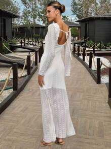 SHEIN Clasi Vestido de punto con encaje y espalda descubierta, ajustado al Body con estilo de sirena para mujer