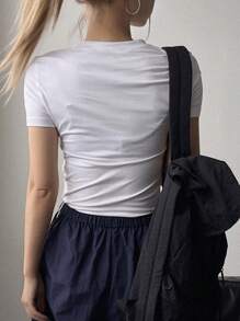 DAZY Women's Star Pattern Printed Short Sleeve T-Shirt Y2k - White - View 2