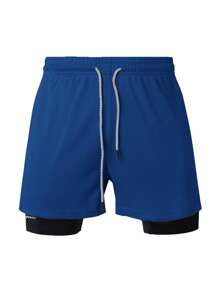 Manfinity Sport Corelite 1pc Men's Fitness Shorts, Running Training Shorts, Basketball Shorts, With Quick-Dry Lining And 2-In-1 Design, Spring And Summer