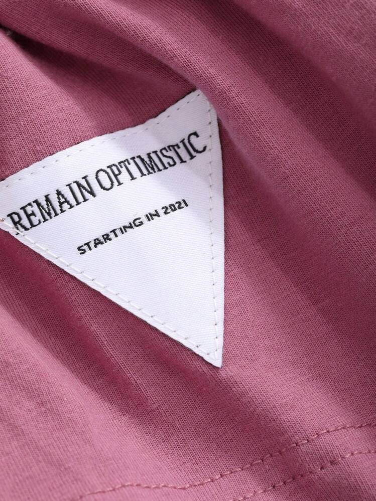 Dazy-Less Women's Summer Letter Print Logo Round Neck Drop Shoulder Loose Casual T-Shirt Old Money Style Oversized T-Shirt Business Casual Woman Work Clothes - Rose Red - View 9