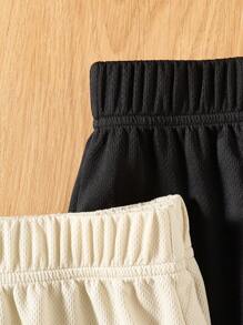 SHEIN 3 Peças Conjunto de Shorts Casuais com Fita Reflexiva para Meninos Adolescentes, Preto/Cinza/Azul, Roupas Esportivas e de Descanso - Damasco - Visão 6