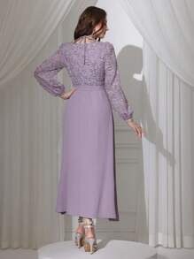 Modelyn Women Solid Color Long Sleeve Simple Casual Daily Wear Dress
