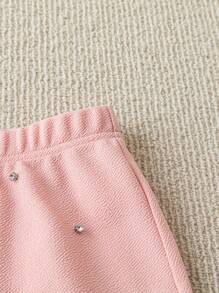 Chiquease Falda elegante para mujer con decoración de rhinestones rosados, ideal para primavera/verano