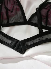 طقم فستان بوك رومانسي مزهر - صدرية وتنورة وسطية إغراء ملابس داخلية رائعة للنساء 2 قطعة - وردي - مشاهدة 3