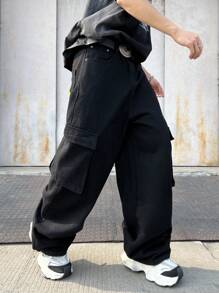 Manfinity EMRG Men's Tiger Print Cargo Denim Pants - Black - View 6