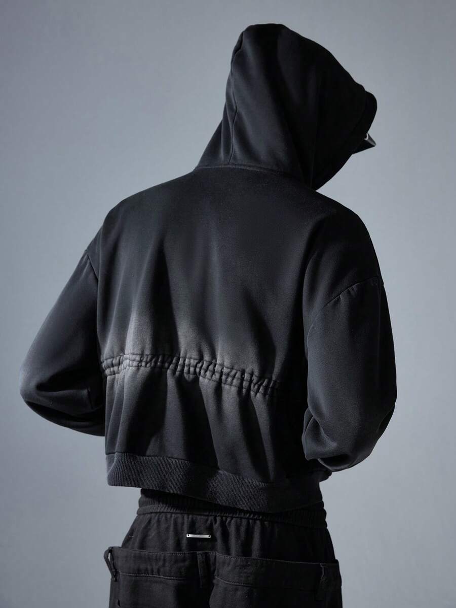 NEON BLANC Men's Black Embroidered Hooded Knit Sweatshirt