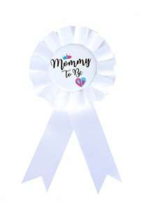 SHEIN 2 件套“准妈妈”和“准爸爸”吊带和胸针套装，包括胸针和肩带，适合准父母，两种颜色可选 - 白色 - 查看 4