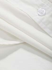 DAZY Versatile Solid Color Short Sleeve Button Down Shirt, Business Casual - White - View 3