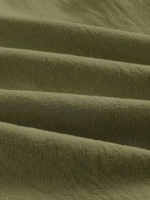 SHEIN MOD 素色荷葉邊圍裹下擺吊帶連衣裙 - 軍綠色 - 查看 5