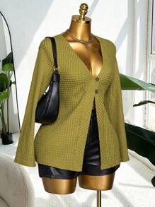 Maweii 2025 新款大码女式低领长袖轻便夹克适合度假、防晒、海滩度假、海滩度假、海滩度假、野餐、外出圣帕特里克节 - 綠色 - 查看 2