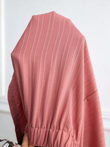 SHEIN LUNE 大码 2 件套 V 领无袖极简主义 T 恤和纯色短裤套装两件套女装粉色碎花上衣和粉色短裤婚礼服装女装度假演唱会服装女装 - 藕粉色 - 查看 8