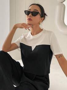 DAZY 拼色圓領 T 卹