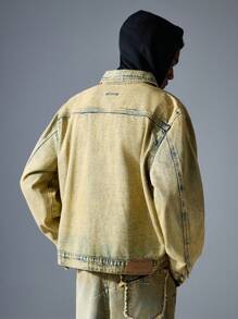 NEON BLANC Men's Street Fashion Woven Denim Jacket, Long Sleeve