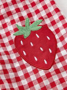 Cozy Pixies Baby Girl Strawberry Print Square Collar Ruffle Trim Jumpsuit