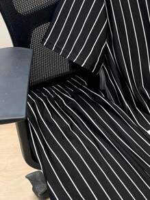 SHEIN 2 Pieces Set Of Teen Boy Striped Printed Short Sleeved T-Shirt And Shorts, With Patterns, Urban, Gothic Style Spring Clothing; Youth Boy Clothing; Teen Boy Jacket, Back To School In Spring - Black - View 5