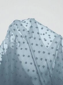 Viva Relle Plus Size Women Deep V-Neck Long Sleeve Ruffle Hem Sexy Dress - Dusty Blue - View 8