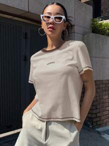 DAZY 字母圖案滾邊T恤