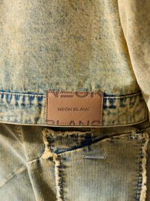 NEON BLANC Men's Street Fashion Woven Denim Jacket, Long Sleeve