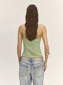 Nöista 女式上衣 V 领前系带不对称春夏 - 綠色 - 查看 2