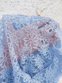 SHEIN Clasi Black Lace Regular Jacket, Lace Long Sleeve Minimalist Fashion In Fall/Winter - Baby Blue - View 7