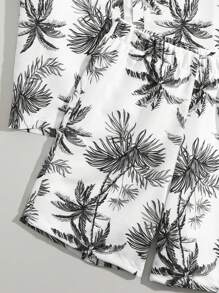 Conjunto de playera de manga corta con estampado aleatorio y shorts para niño preadolescente