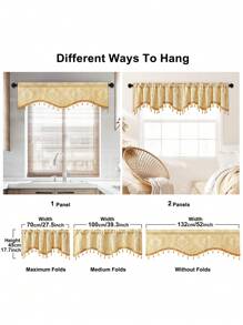 1 件金色锦缎 S 形窗帘，奢华装饰圣诞窗帘盒，适用于客厅、卧室、厨房窗户和门 - 金色 - 查看 4