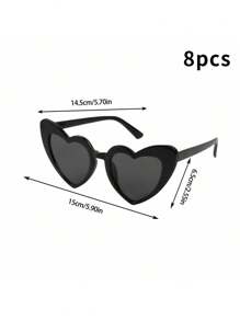 SHEIN 8 pezzi occhiali di moda vintage a forma di cuore per donne, occhiali a forma di occhio di gatto a forma di cuore, adatti per addii al nubilato, matrimoni, festa della sposa o accessori di moda (con qualche graffio, si prega di non ordinare)