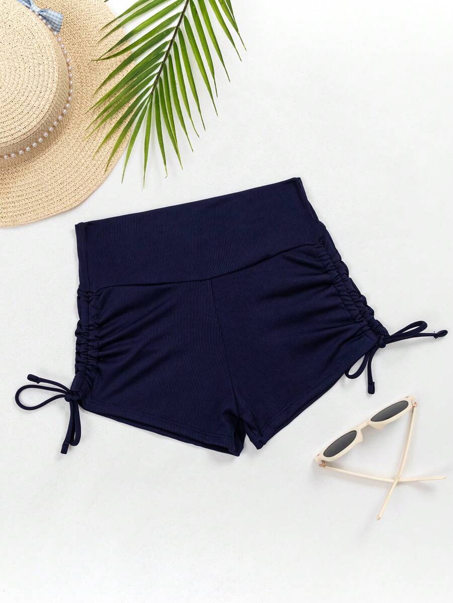 SHEIN Swim Women Drawstring Side Swim Bottoms For Summer Beach Vacation - Navy Blue - View 1