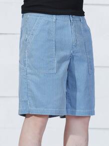 Manfinity Homme Men's Striped Pocket Denim Shorts