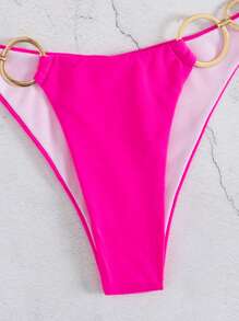 SHEIN Swim Metallic Spring Break Vacation Beach Bikini Two Pieces Swimwear For Summer - Pink - View 6